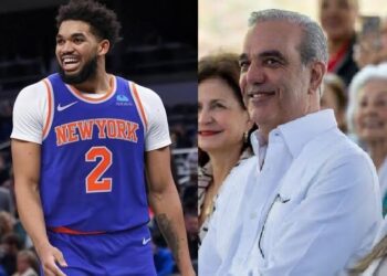 Karl-Anthony Towns y Luis Abinader