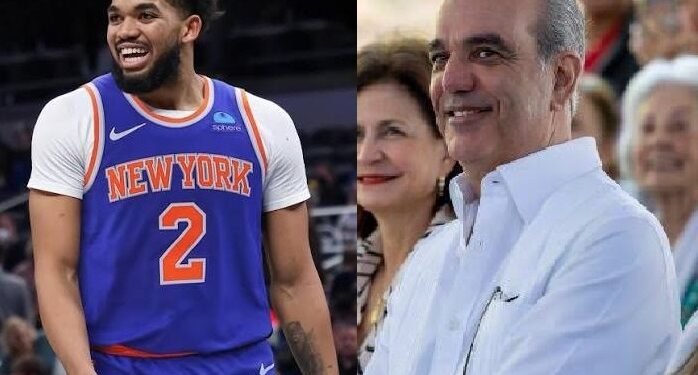 Karl-Anthony Towns y Luis Abinader