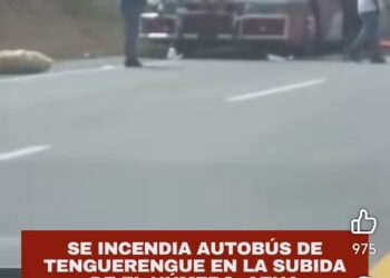 Autobús de transporte San Juan – Santo Domingo se incendia en El Número – Azua