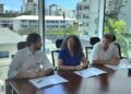 Yerik Pérez, presidente de Adotur, Patricia Hiraldo, presidenta de Happy Dolphins y Marcus Bohm, de Master Of The Ocean.