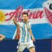 Lionel Messi celebra tras marcar un gol para Argentina en el partido contra Cabo Verde en los 16vos de final del Mundial, el viernes 3 de julio de 2026, en Miami Gardens, Florida. (AP Foto/Rebecca Blackwell)Rebecca Blackwell