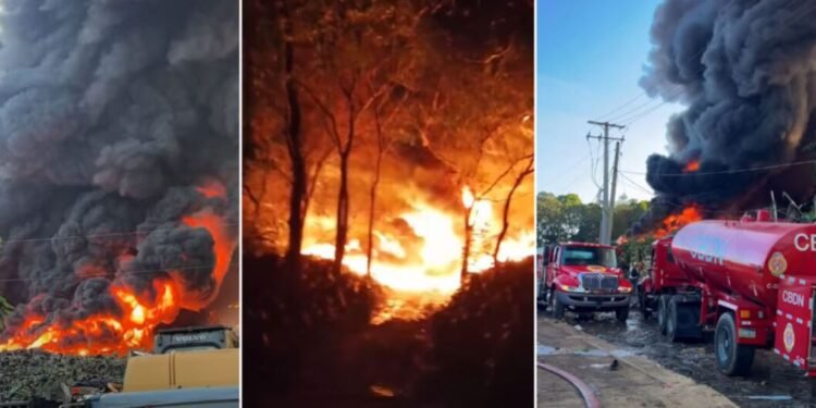 Fuerte incendio afecta vertedero de Cancino Adentro en SDE