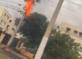 Residentes de San Isidro solicitan brigada urgente a Edeeste tras incendio de cables de alta tensión