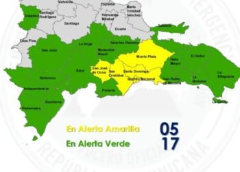 COE coloca cinco provincias en alerta amarilla y mantiene 17 en alerta verde por lluvias